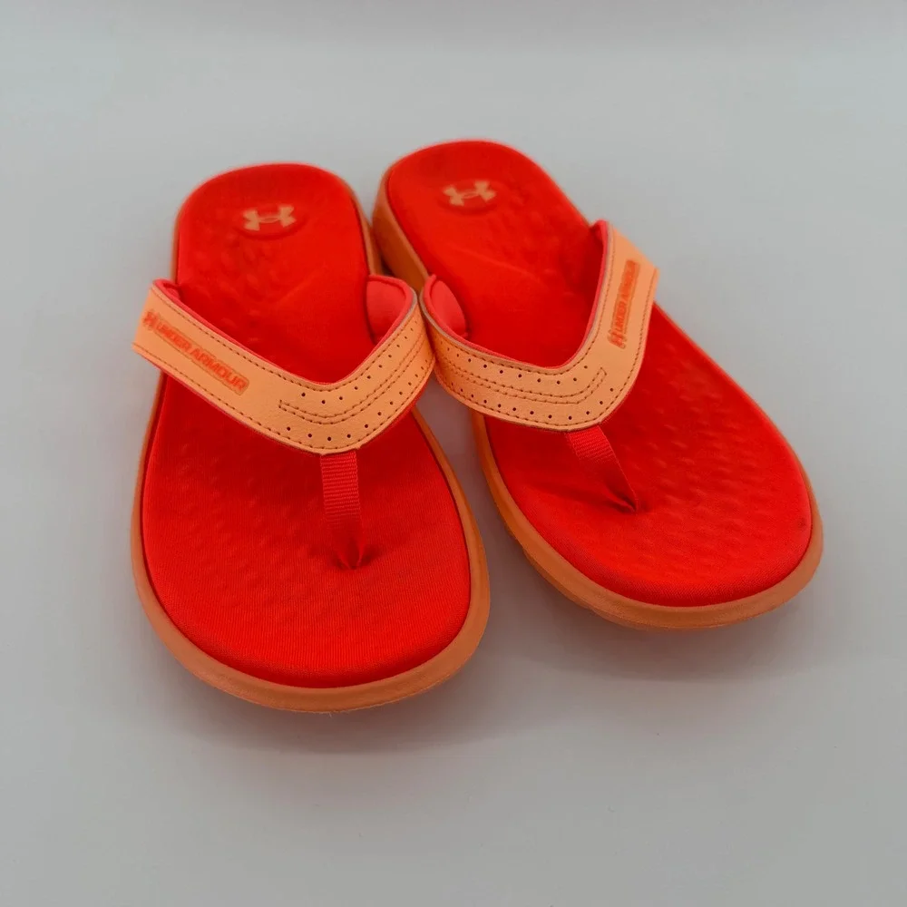 Under Armour Sandals Womens 8 Orange Ignite Thong Flip Flop Sporty Cushioned